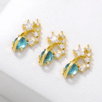 

2PCS 19x10MM Hole 1MM 24K Gold Color Brass with Zircon Star Pendants Charms High Quality Diy Jewelry Findings Accessories