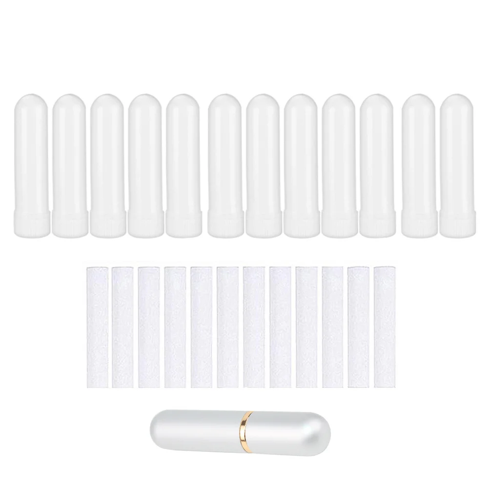 

12pcs Essential Oil Aromatherapy White Nasal Inhaler Tubes Blank Inhalers Sticks for Essential Oils (1pc aluminum inhaler free)