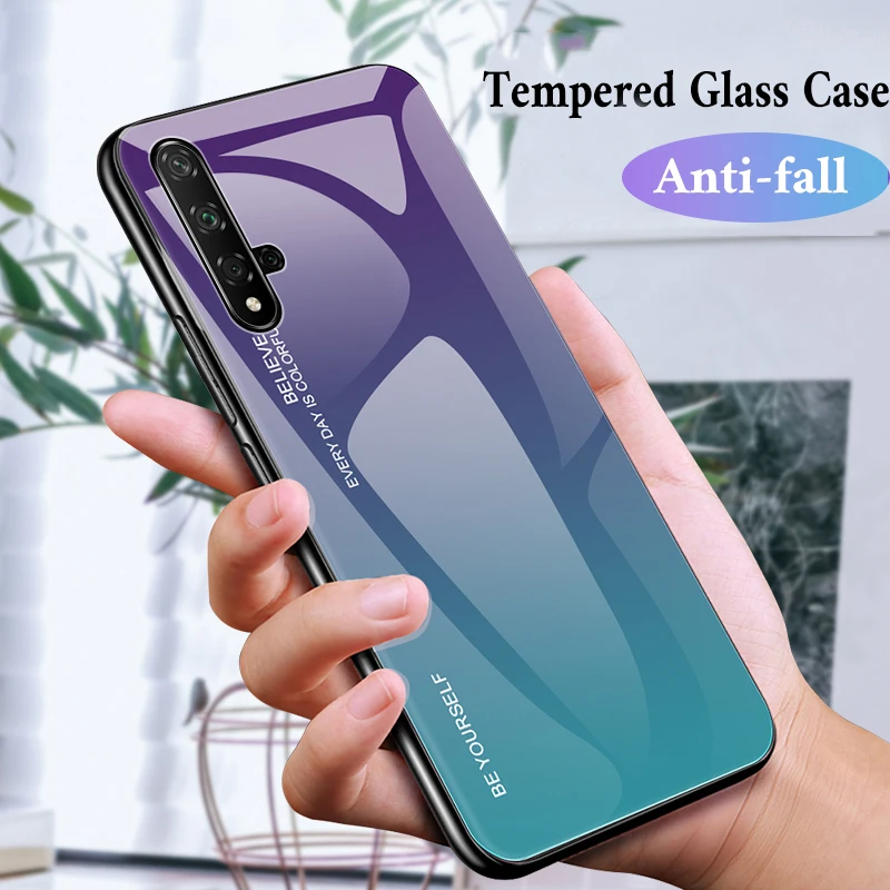 Роскошный градиентный чехол из закаленного стекла для huawei P20 P30 lite Pro, противоударный чехол для телефона Honor 20 10 lite 8x 9x Pro 20i, чехол
