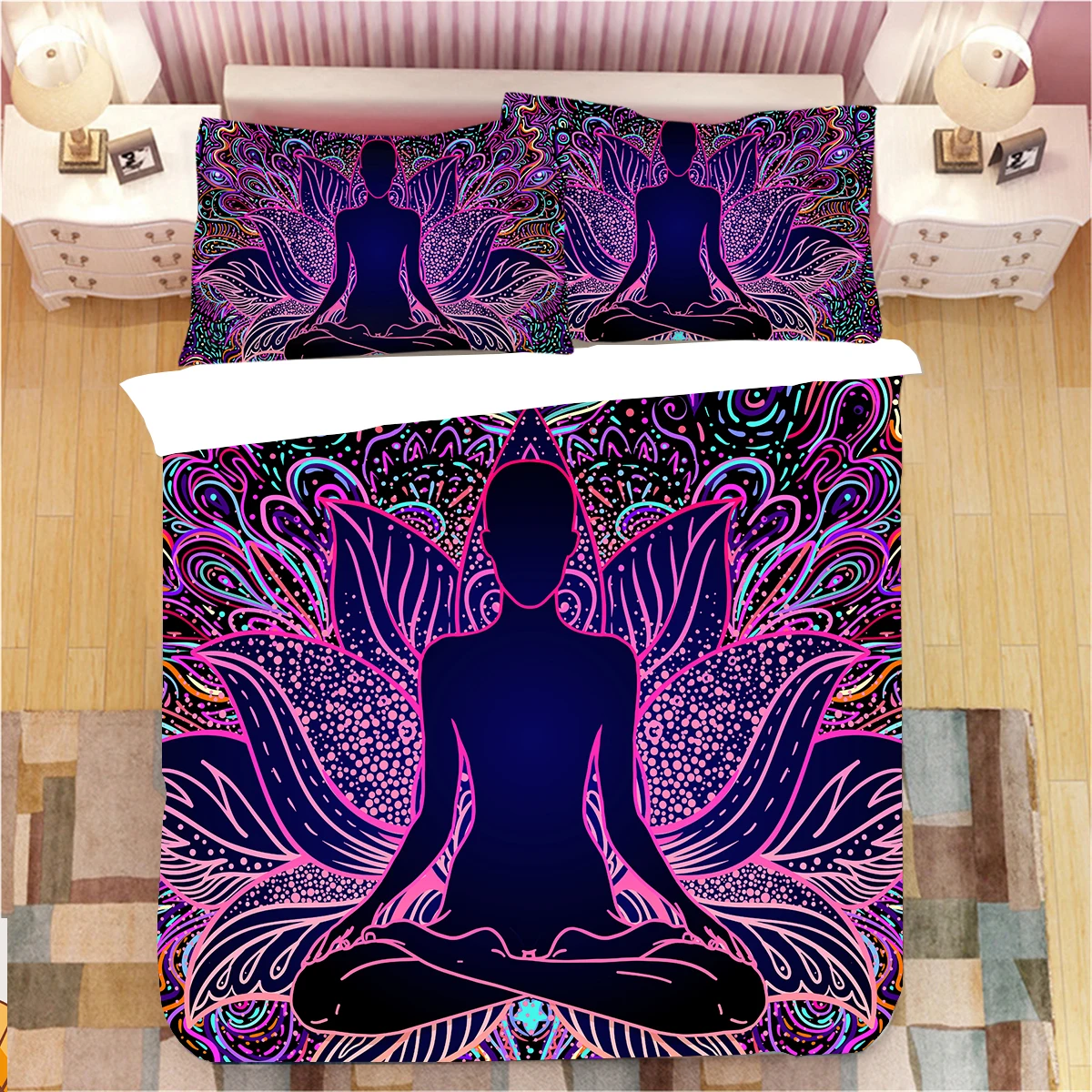 Комплект постельного белья Lotus Buddha с 3D принтом комплект из 3 предметов