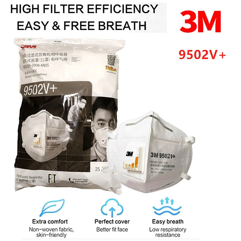 

3M 9502V+ KN95 mask Particulate Respirator Protective Masks Safety Mask disposable Face Mouth Mask Features as kn95