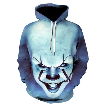 

Horror Movie It Clown Hoodies Design Printing 3D Hoodies joker Sweatshirt Men Women stranger things Harajuku Unisex Outerwear