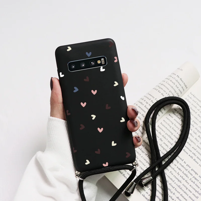 samsung cute phone cover TPU Coque Cases For Samsung S10 Plus On For Samsung S10e S10 G975 F U W Galaxy S10 G973F Rope Chain Necklace Strap Lanyard Cover cute phone cases for samsung 