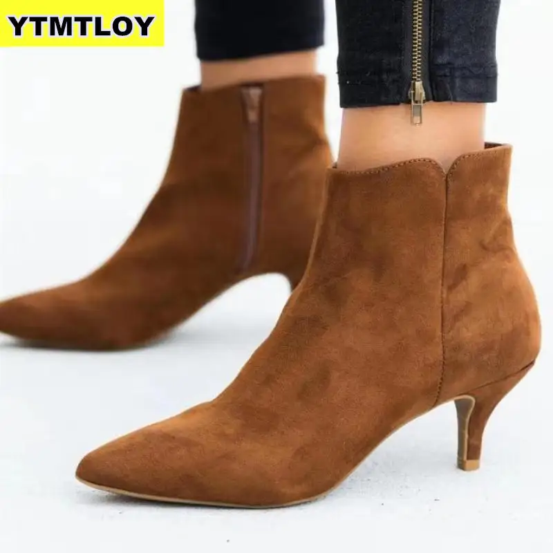 NEW 2020 Women's Ankle Boots Leopard Women Pointed Toe Ladies Chunky High heel Female Shoes Woman Footwear Plus Size 35-43 Snake