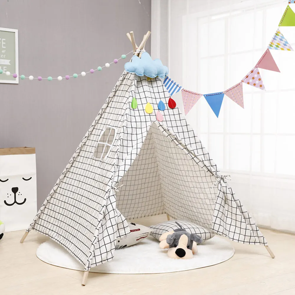 Large Canvas Children Indian Tent Teepee Kids Wigwam Indoor Outdoor Play House 