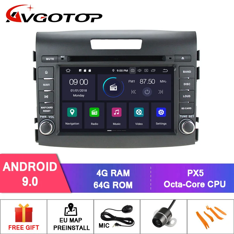 4GB 64GB RVF7659 AVGOTOP 2+ 16 ГБ/4+ 64 ГБ Android 9 Bluetooth gps автомобильный проигрыватель мультимедиа для HONDA CRV 2012 - Цвет: 4GB 64GB RVF7659