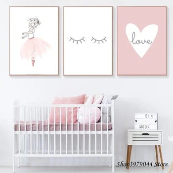 

Pop Art Kids Poster Nursery Canvas Painting Love Paintings Wall Art Pink Girl Print Nordic Poster Picture For Baby Room Decor