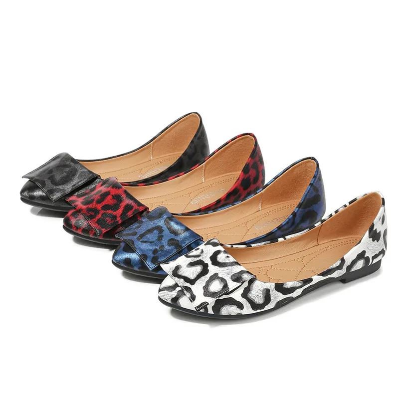 Spring 2020 womens shoes, large size 3646 flat loafers, pointed toe, shallow mouth, womens loafers, leopard print shoes