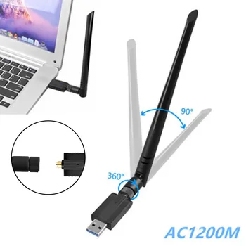 

USB WiFi Adapter 1200Mbps USB 3.0 Wireless Networks Adapter Dual Band 2.4GHz 5.8GHz 5dBi KQS8