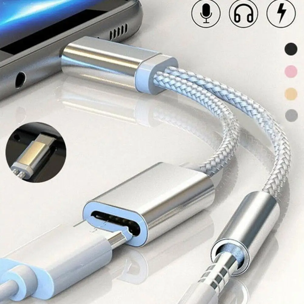 

2in1 USB Type C To 3.5mm Jack Audio Splitter USB C Phone USB-C 3.5 Cable AUX Charging For Mobile Cable Adapter Earphone Aud Y8E1