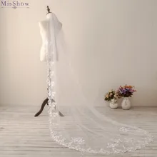 Lace Edge Cathedral Long Wedding Veil With Comb One Layer White Ivory Bridal Veil Wedding Accessories 2019 voile mariage