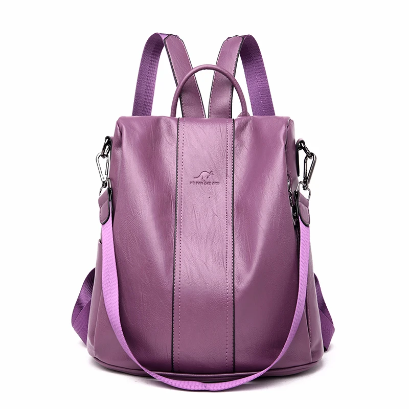 Роскошные рюкзаки Для женщин дизайнер Sac A Dos рюкзаки для девочек Винтаж Bagpack Для женщин кожаный рюкзак Дамская Повседневное рюкзак - Цвет: Purple
