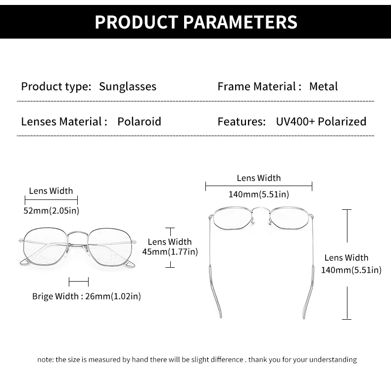 Classic Retro Hexagon Sunglasses Metal Frame Polarised Eyewear_voghion.com