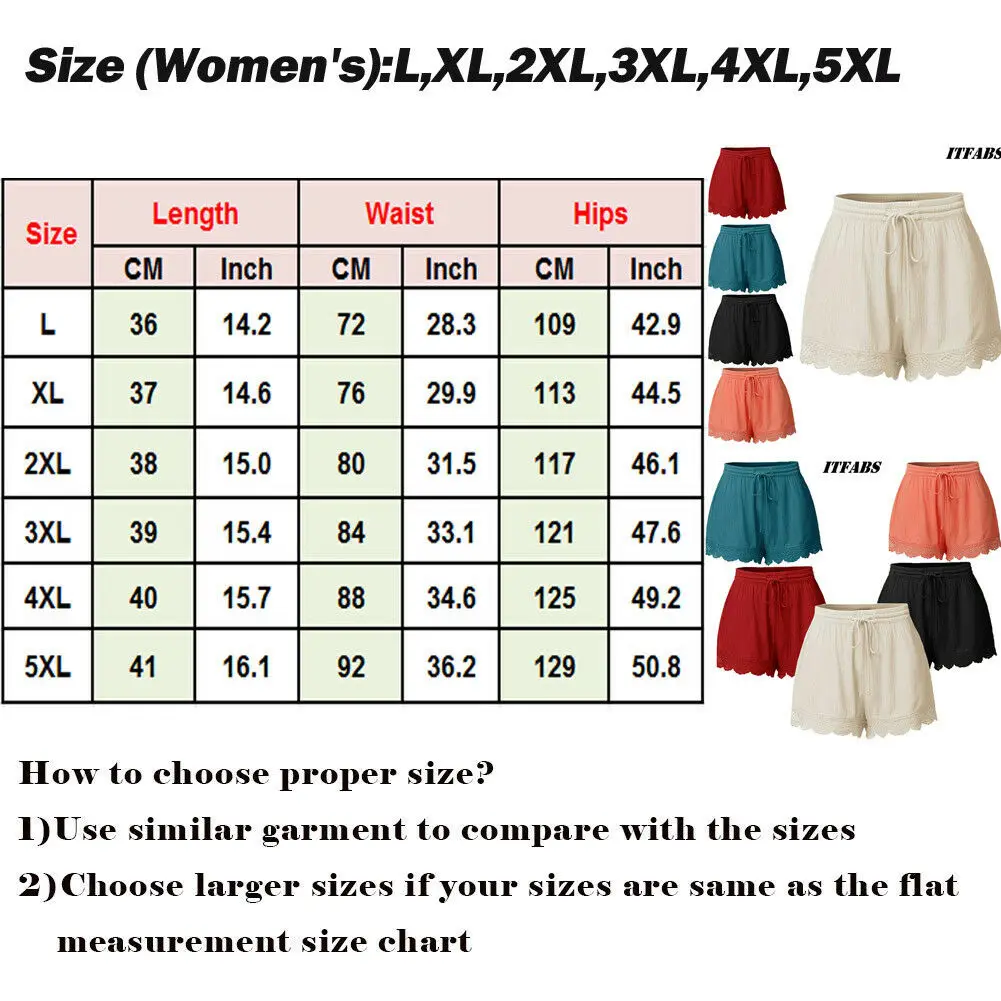 Fashion New Kawaii Women's Cotton Linen Loose Shorts Elastic Waist Summer Casual Plus Size adidas shorts