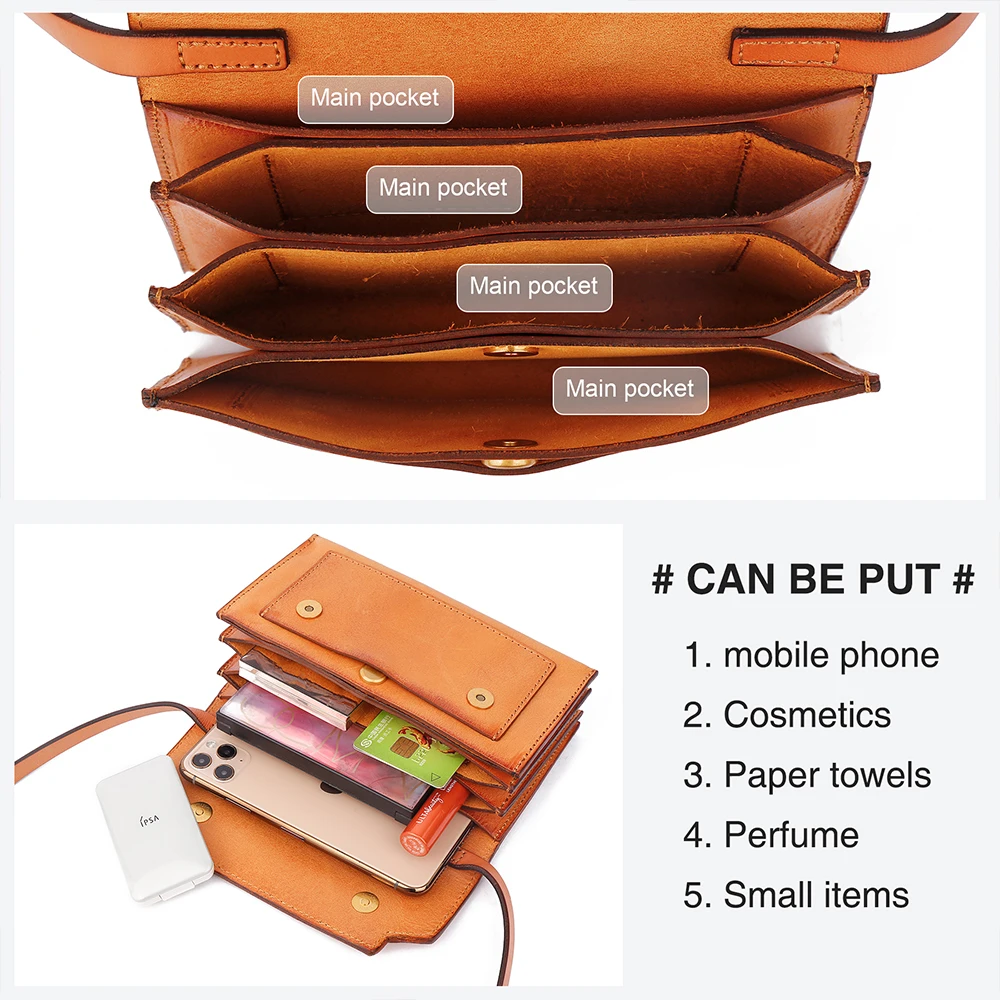 JOYIR Genuine Leather Crossbody Bags Shoulder Bag for Women Stylish Ladies Messenger Bags  Multi Pocket Travel Purse Handbags