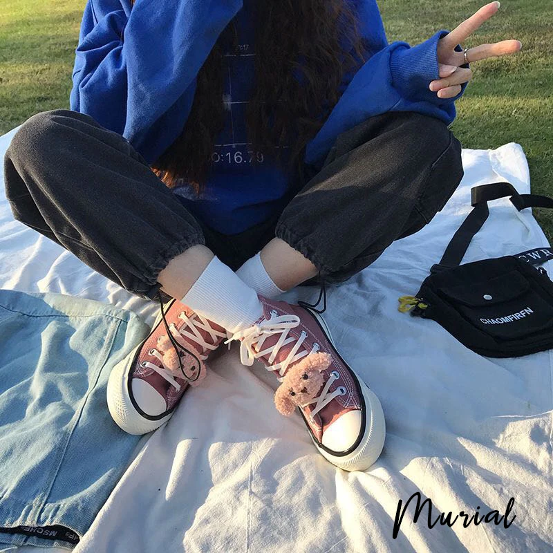 

High Top Canvas Shoes for Women 2020 Spring Autumn New Bear Shoes Skateboard High Up Sneakers Outdoor Footwear Chic Sneakers