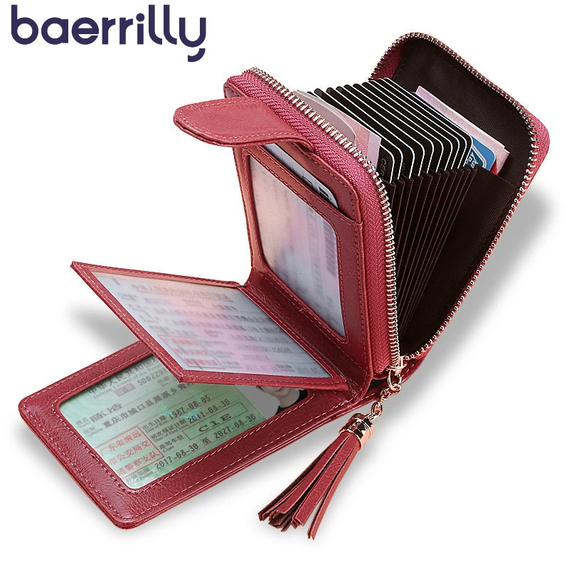 Carteras y tarjeteros para mujer, de bolsillo, de cuero genuino para tarjetas, monederos - AliExpress