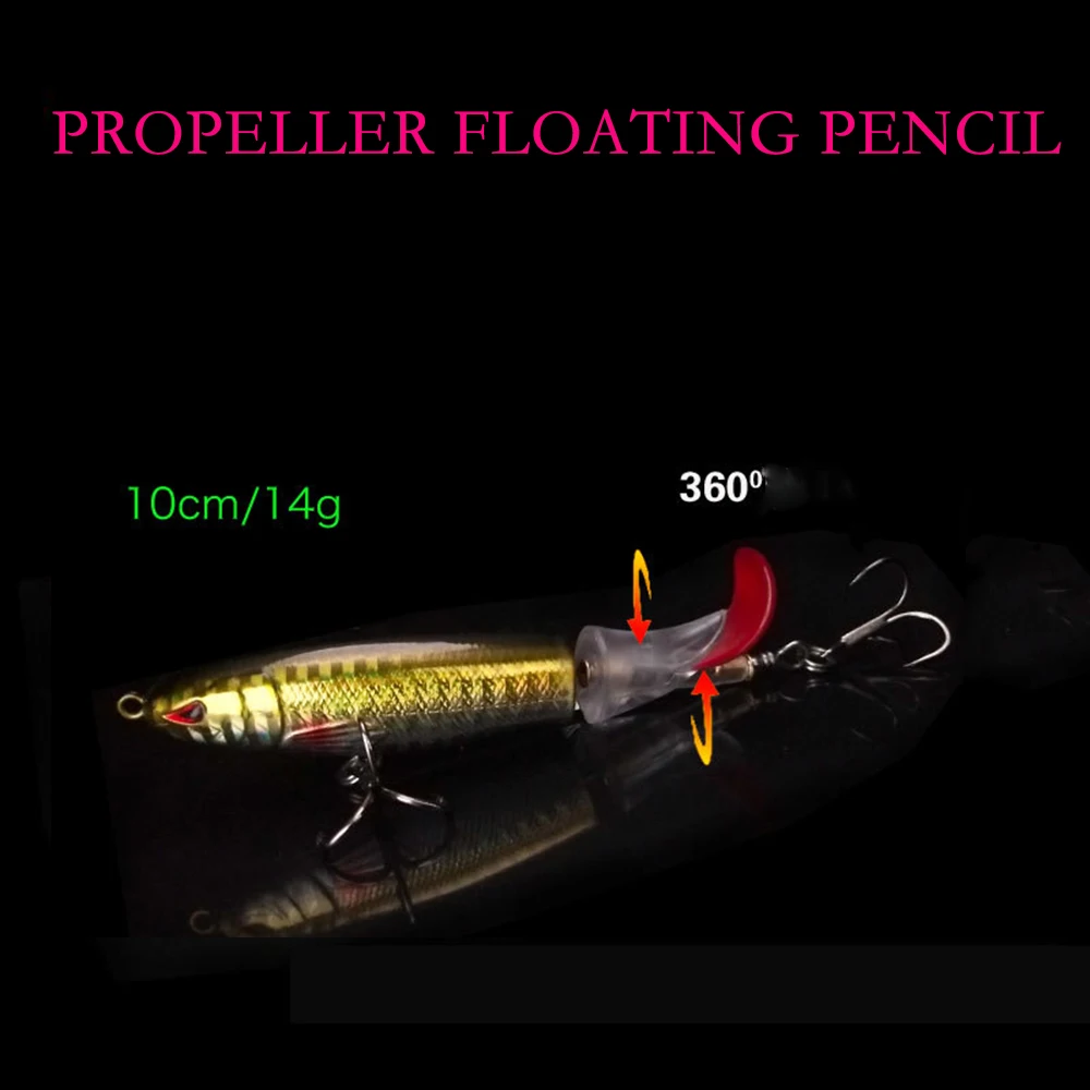 

14g Propeller Swim Pencil Fake Bait Surface Of The Water System Perch Snake head Go Fishing Articles fishing lure bait