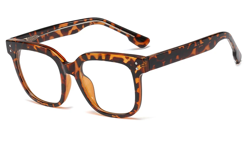 leopard with clear Peekaboo квадратные очки с заклепками, женские очки из ацетата, прозрачные розовые tr90 очки по рецепту, мужские прозрачные линзы, аксессуары - Цвет оправы: leopard with clear