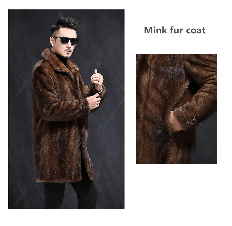Натуральное Норковое меховое зимнее пальто для мужчин, новая мода, с отворотом, утолщенные, теплые, из натурального меха норки, куртки для мужчин, пальто, одежда высокого качества