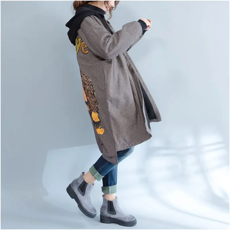 Finest Large Size Autumn Winter Outwear Women Loose Fleece Thick Warm Hooded Cotton Coats Casual Cardigan
