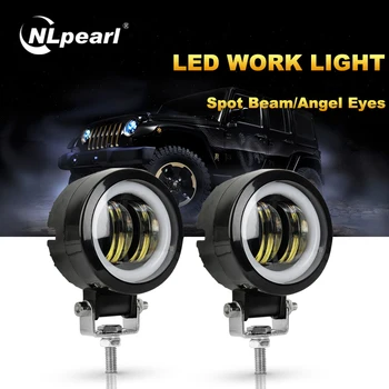 

NLpearl 2x 3" Round 20W LED Work Light Bar Off Road Truck 4x4 Moto ATV 12V 24V Spot LED Headlight Car External Driving Fog Lamp