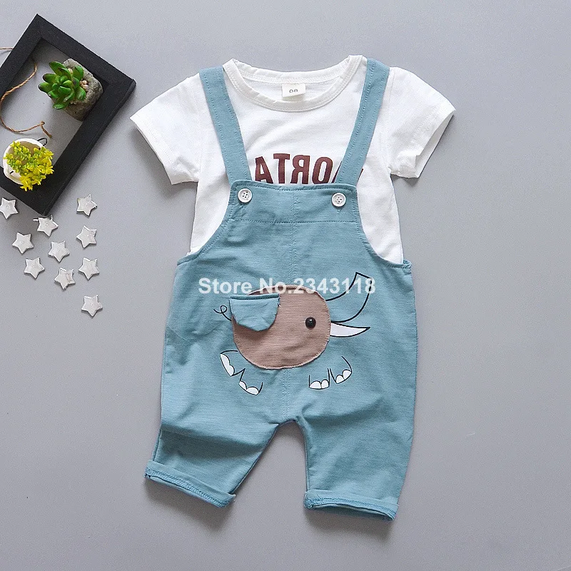 

2019Children's Wear Boys and Girls Short Sleeved T Shirt+pant Suits New Baby Girls Children's Clothes Two Piece Sets 0-4 Ages
