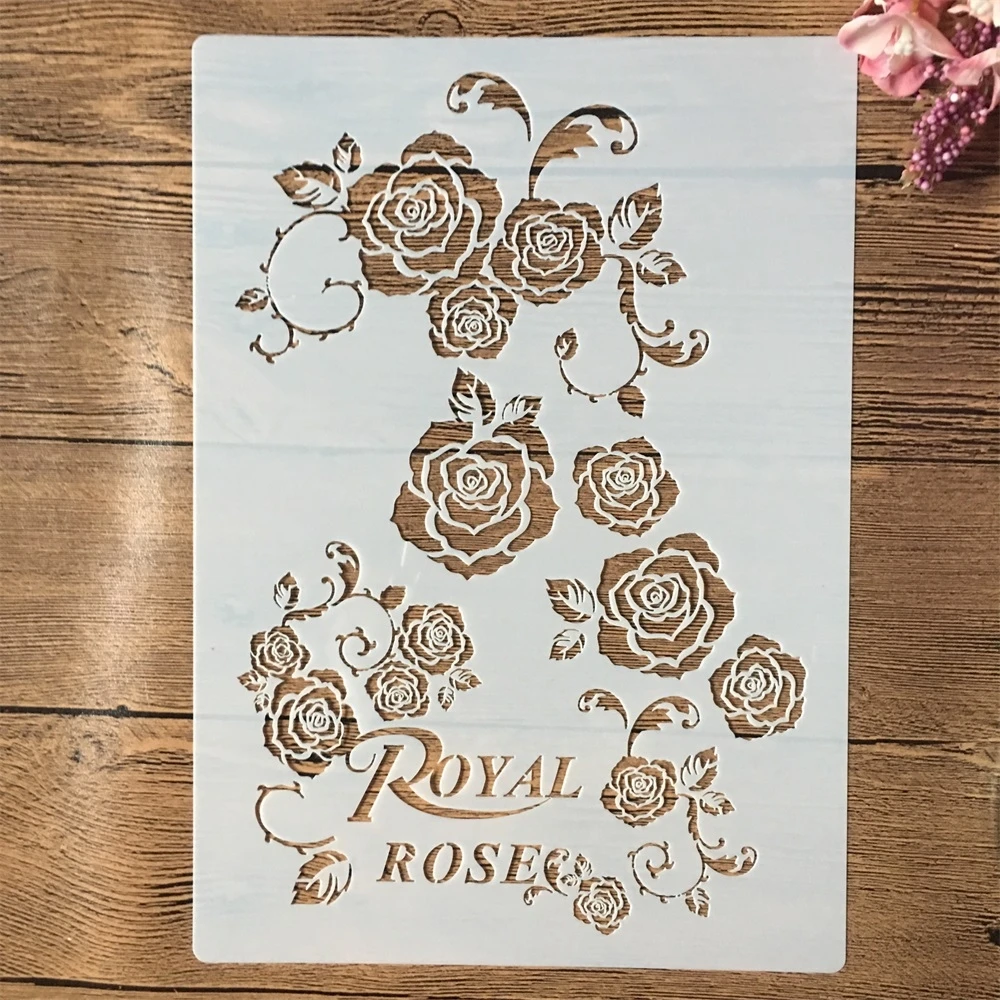 

A4 29cm Royal Rose Flower DIY Layering Stencils Wall Painting Scrapbook Coloring Embossing Album Decorative Template