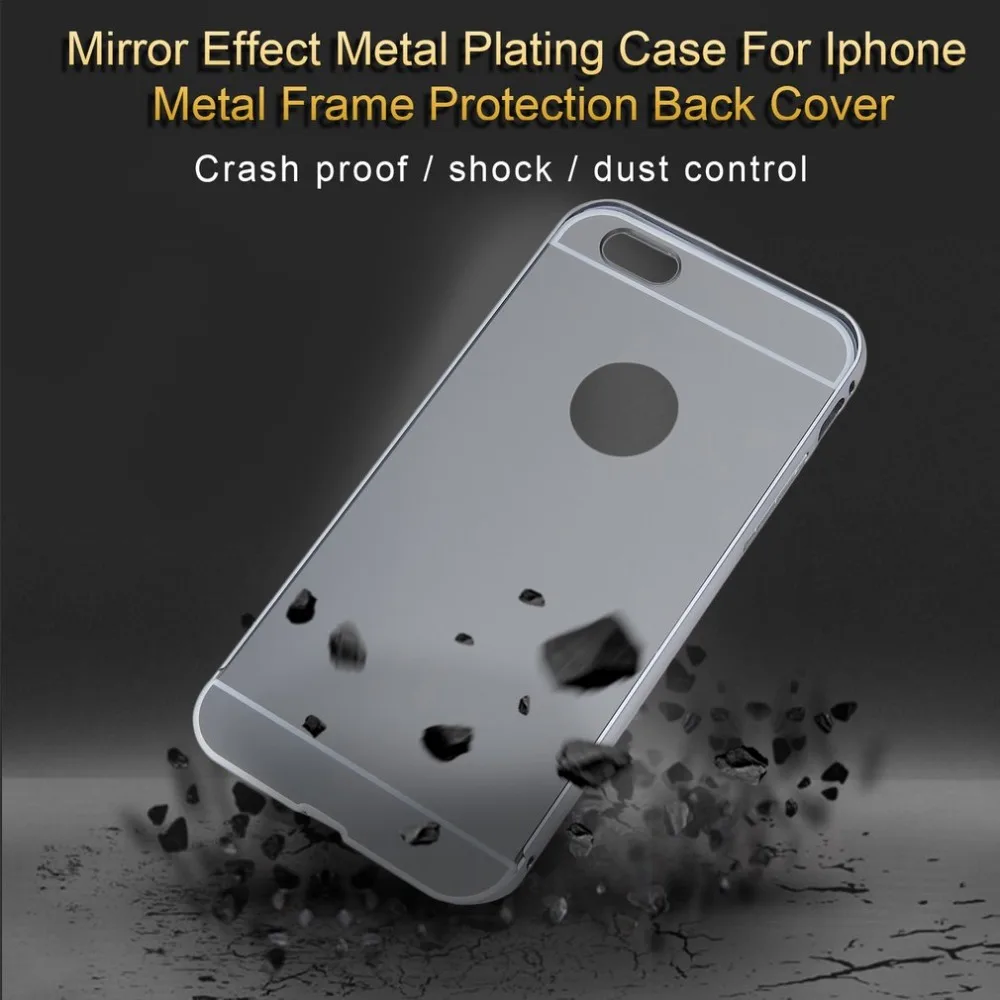 Металл с эффектом зеркала покрытие чехол для Iphone6 6S 6S Plus 6Plus металлическая рамка твердая Защита задняя крышка мобильный чехол для телефона