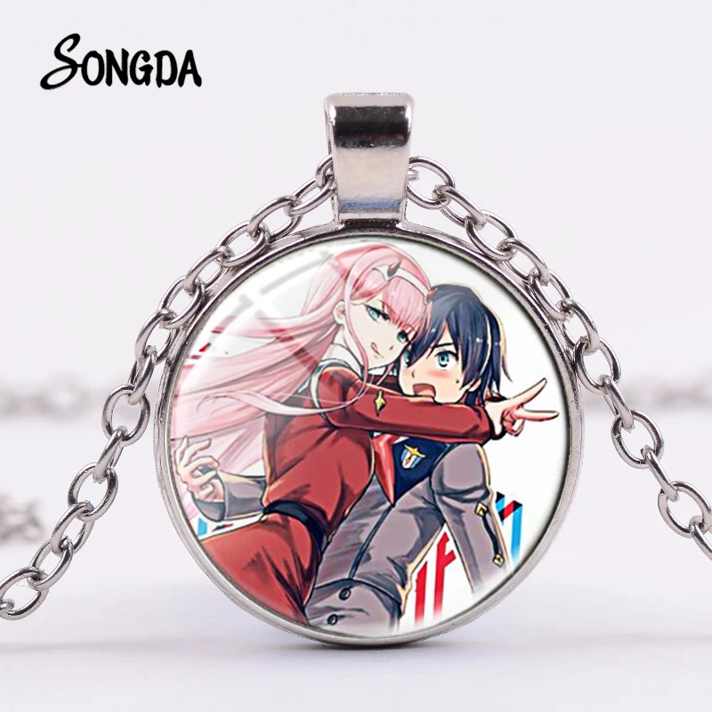 Ожерелье с забавным аниме любимый в Фране модная стеклянная подвеска Zero Two