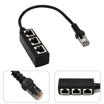 

1PCS LAN Ethernet Network RJ45 Connector Splitter Adapter Cable 1 Male To 3 Female Connector For Networking Extension