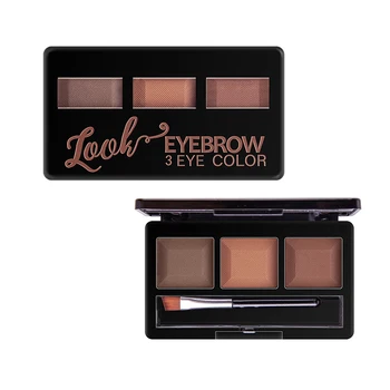 

Brand Triple Color Eyebrow Powder Makeup Palette Natural Brown Eye Brow Enhancers 3D Eye Brows Shadow Cake Beauty Kit with Brush