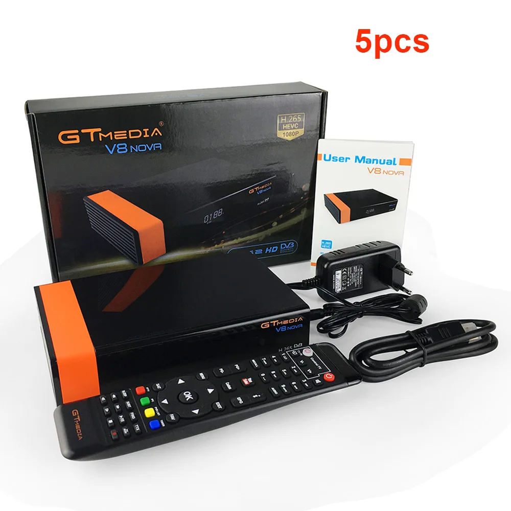 5 шт./лот GTmedia v8 nova DVB-S2 спутниковый ресивер обновление Freesat v8 H.265 HD встроенный WiFi испанский рецептор 1080P декодирование - Цвет: 5PCS