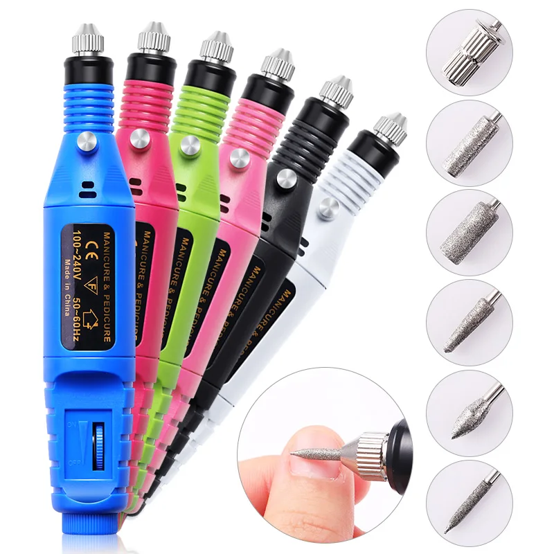 

6 Bits/Set Nail Art Drill File UV Gel Remove Sanding Buffer Electric Machine Drills Professional Pedicure Nail Art Tools