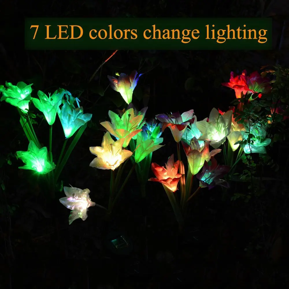 

Cross Border 4-Head Solar Lily Festive Lantern Colorful LED Inground Light Decoration Lamp Lawn Lamp Courtyard Decoration Festiv