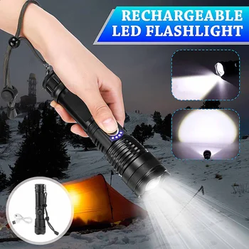 

LED Flashlight 50W Outdoor LED Torch Light 5 Modes 5 Rechargeable For Camping Hiking Fishing Riding