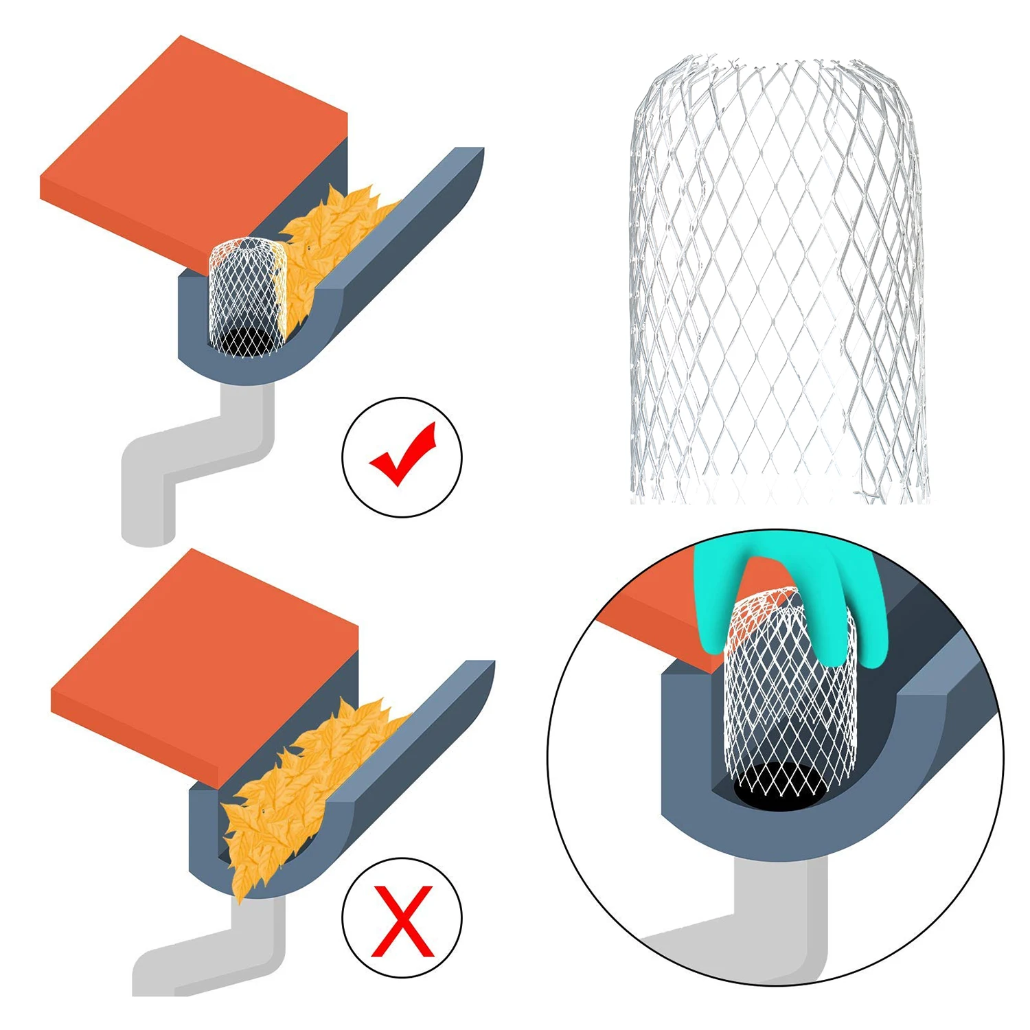 

Hot 4Pcs Downpipe Gutter Sink Protection Ring Stainless Steel Filter Screen Filter Ring Silver