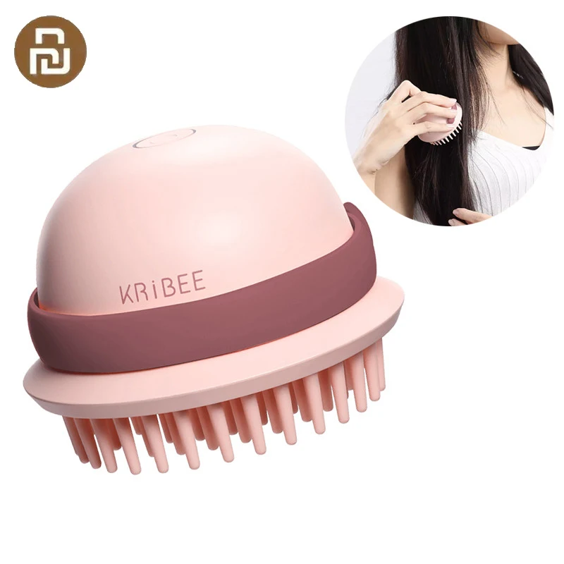 KRiBEE-peine de masaje de baja frecuencia para el cuero cabelludo, masajeador de cabeza eléctrico húmedo y seco, impermeable, con vibración desengrasante