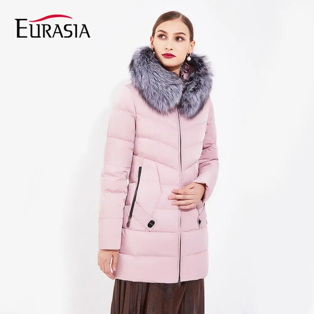 EURASIA новинка 2019 дизайнерская Брендовая женская зимняя куртка с натуральным мехом