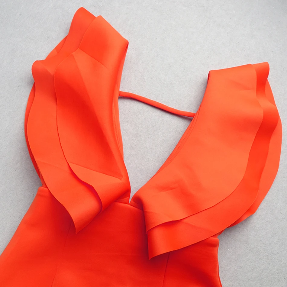 Liser новое летнее женское платье с глубоким v-образным вырезом и оборками сексуальное обтягивающее платье элегантные Клубные вечерние платья знаменитостей оранжевые платья VestidoS