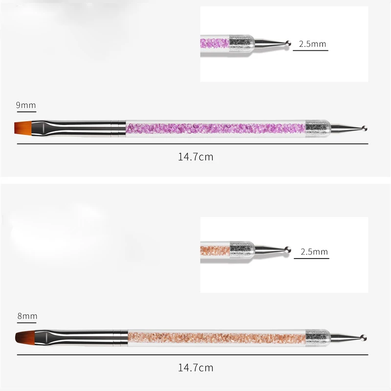 6Pcs/Set Double Head Nail Dotting Painting Draw Liner Brush Acrylic UV Gel Polish Liner Flat Pen Nail Art Manicure Kit_voghion.com