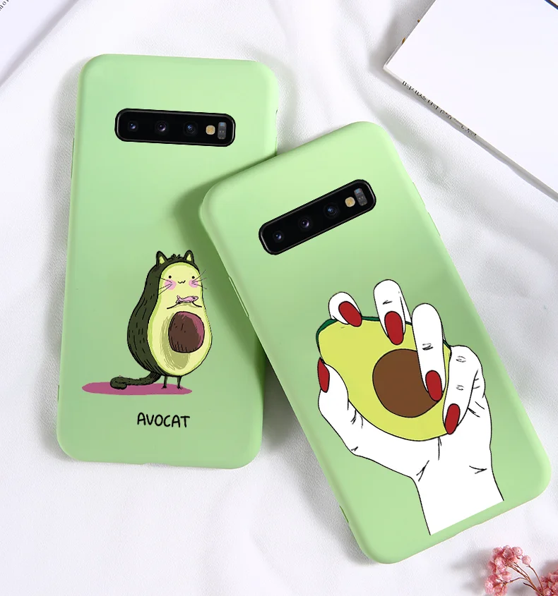 Зеленый матовый чехол с авокадо для Samsung Galaxy S10e A10 A20e A30 A40 A50 A70 S8 S9 S10 Plus S7 Edge Note 8 9 10 Pro