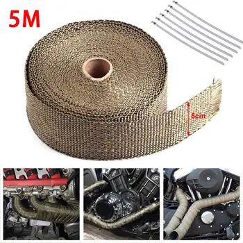 

Durable 5M Fiberglass Heat Shield Motorcycle Exhaust Header Pipe Heat Wrap Tape Thermal Protection Tie Exhaust Pipe Insulation