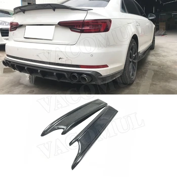 

Carbon Fiber Rear Bumper Lip Splitters Spoiler Aprons For Audi A4 Sline S4 B9 2017 2018 FRP Back Fender Trim Covers