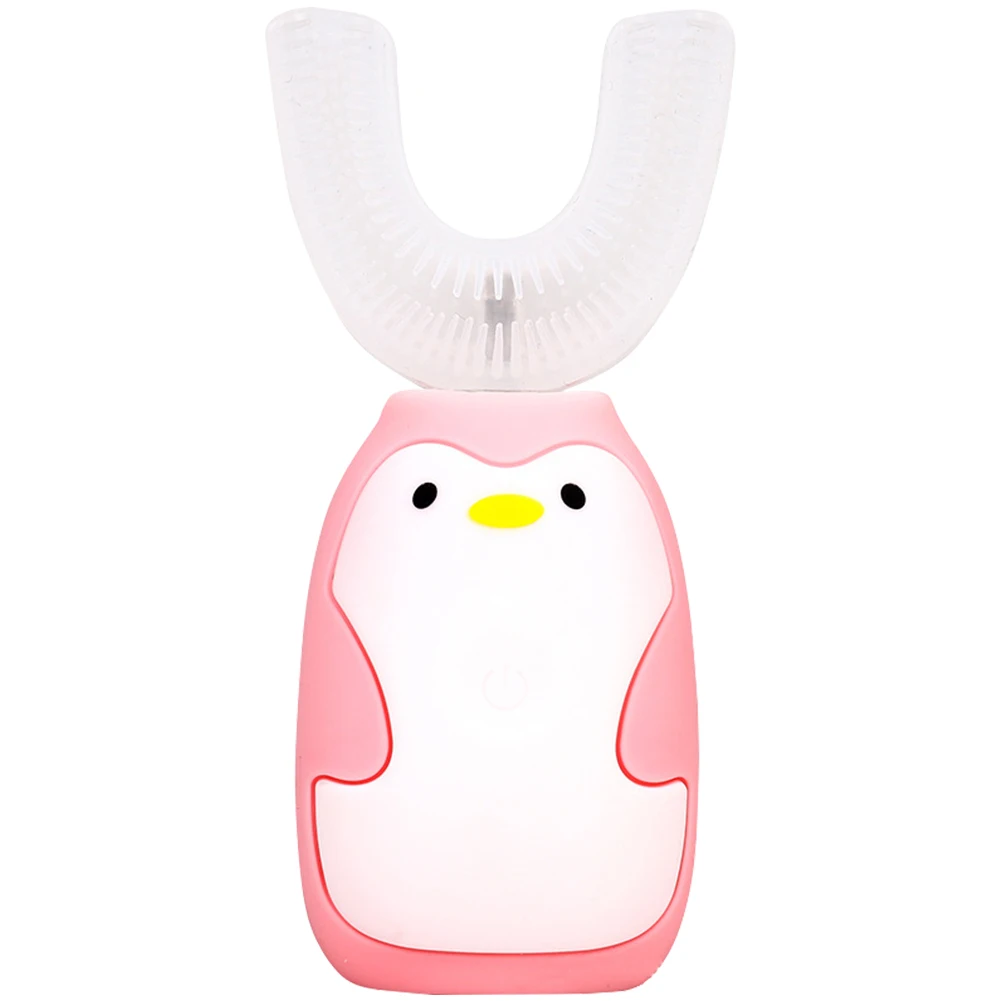 Pink 2 to 6 Years Wireless Charging Silicone All-Round Cleaning Gingival U-shaped Cartoon Sonic Kids Electric Toothbrush Teeth Care 360 Degrees - Цвет: Pink 2 to 6 Years