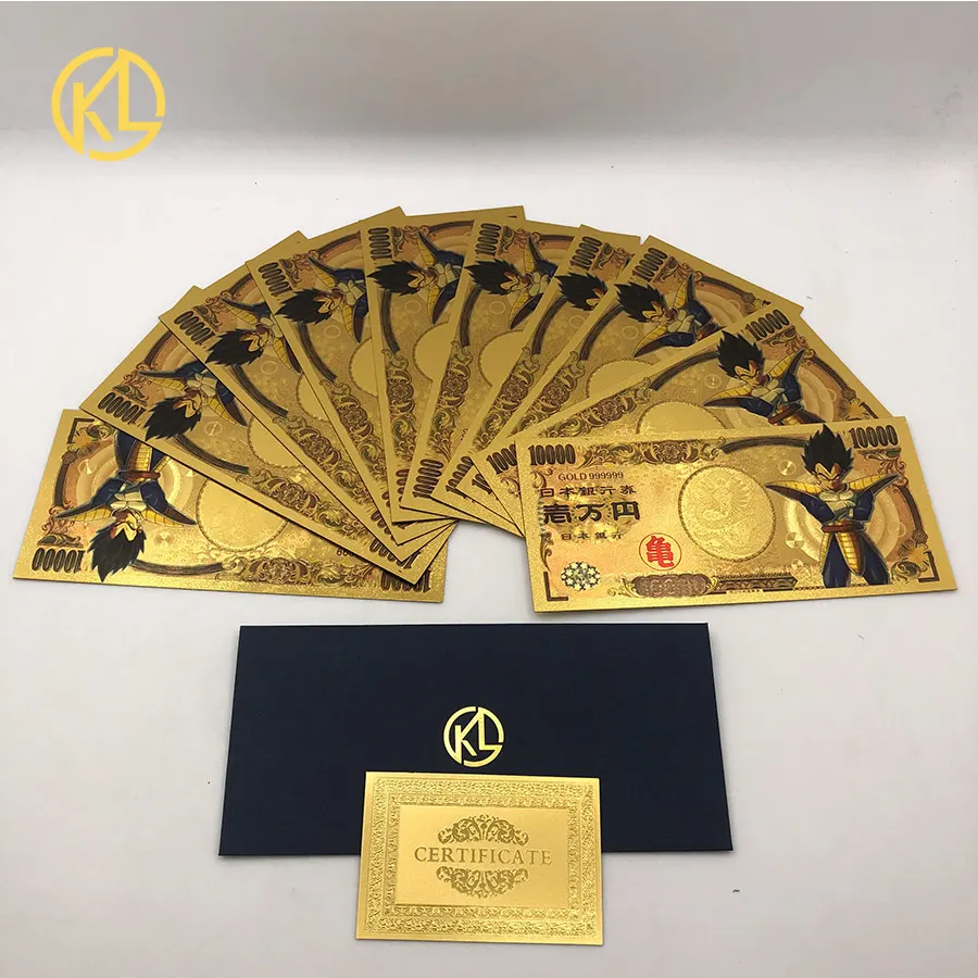 5 шт. или 10 шт./лот, японский dragon ball z Master Roshi 10000 Yen, Золотые пластиковые банкноты для детской классической коллекции памяти - Цвет: Dragon Ball10