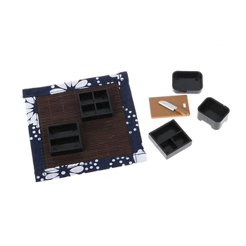 

1:12 Miniature Picnic Lunch Box Japanese Style Sushi Box Cooking Utensil Toys for Dollhouse Kitchen Accessories