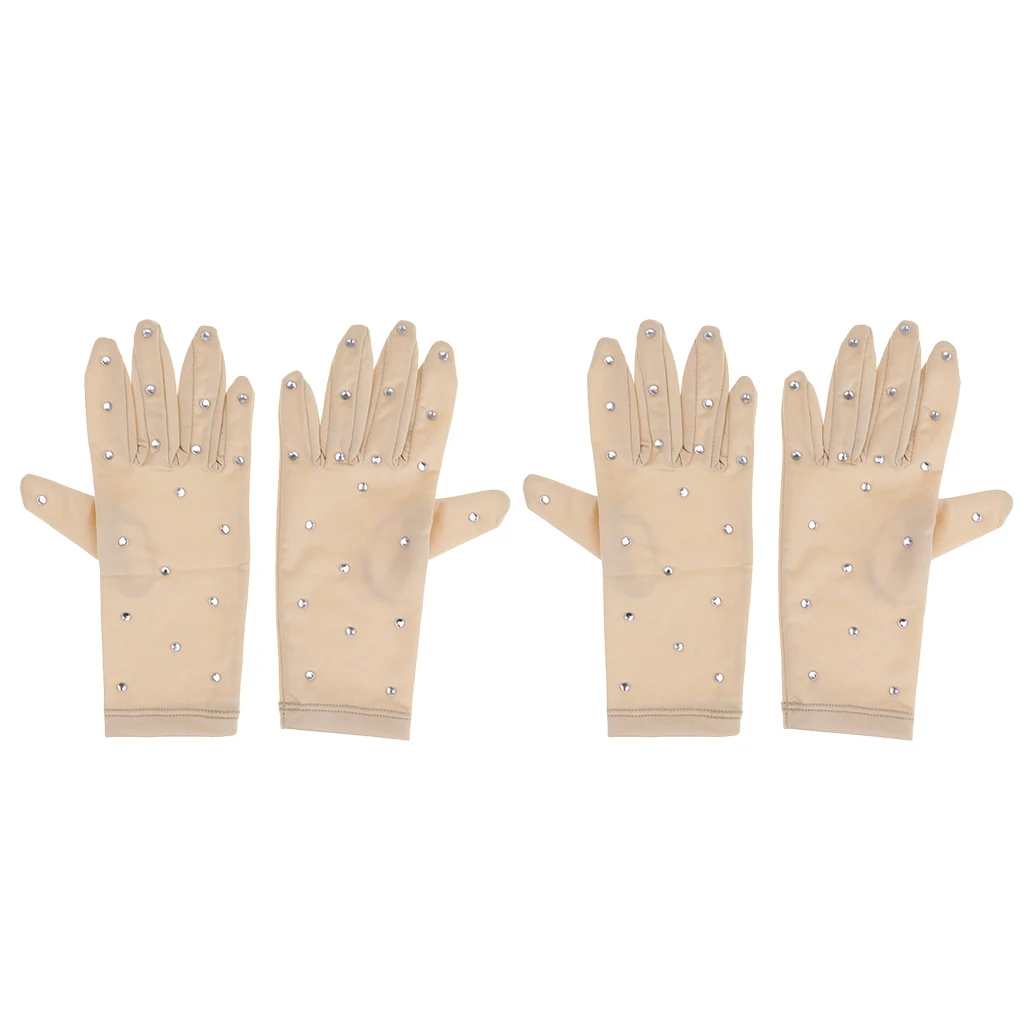 2 Pair Figure/ice Skating Gloves with Rhinestones Dinner Party Banquet Glove