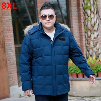 

Winter new big size fur collar detachable cap large size male down jacket plus size long thick loose large size 10XL 9XL 8XL 7XL