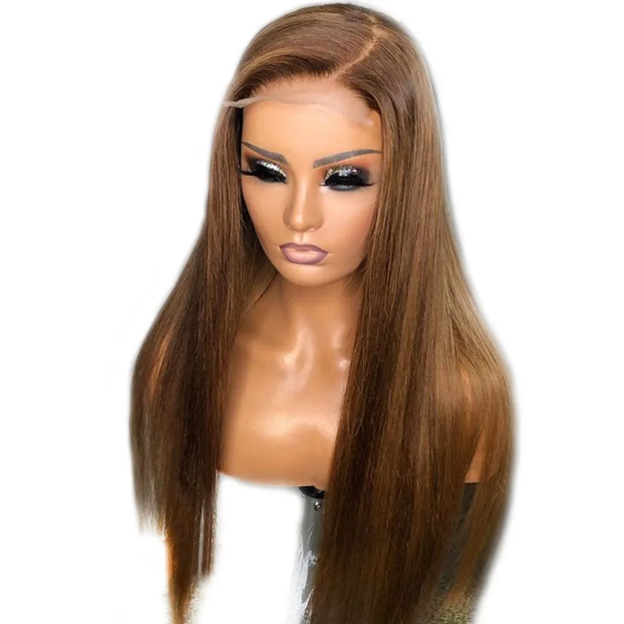 Шелковистые прямые бразильские 13x6 Синтетические волосы на кружеве человеческих волос парики с детскими волосами из прозрачного кружева 13X6 синтетические волосы парики предварител